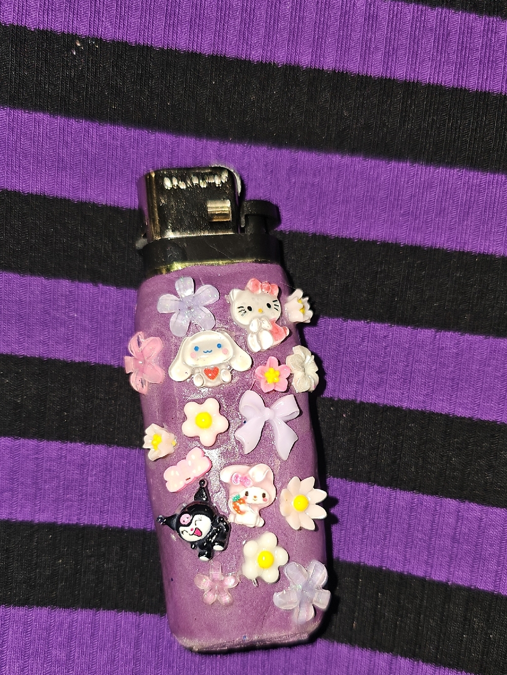 Decorated Purple Floral Sanrio Charm Lighter
